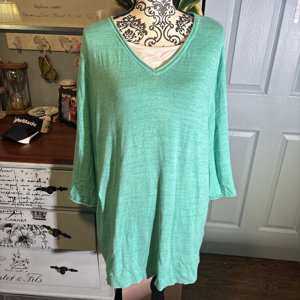 CJ Banks Woman's Sweater Tunic Blouse Sz 3X. 100% Cotton